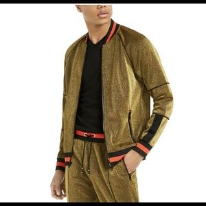 INC Size S Tall Black and Gold Track Jacket & Jogger Set